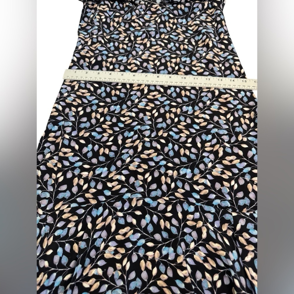 Intermix Layla Ruffled High Low Dress Navy Leaf Print Silk Small - Picture 12 of 12